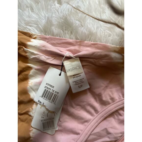 L Space Stripe Tie Dye Frenchi Bitsy Cut Bikini Bottom Multi Women's Small New - Picture 6 of 7